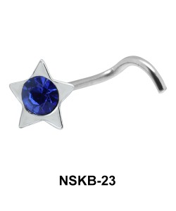 Stone Star Shaped Silver Curved Nose Stud NSKB-23